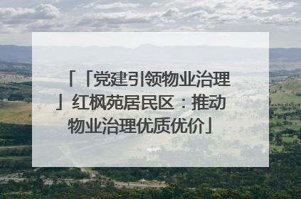 「党建引领物业治理」红枫苑居民区：推动物业治理优质优价