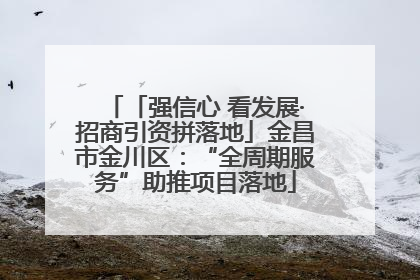 「强信心 看发展·招商引资拼落地」金昌市金川区：“全周期服务”助推项目落地