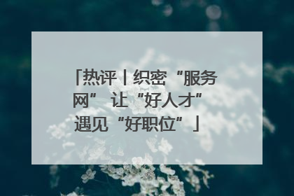 热评丨织密“服务网” 让“好人才”遇见“好职位”