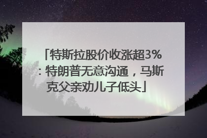 特斯拉股价收涨超3%：特朗普无意沟通，马斯克父亲劝儿子低头