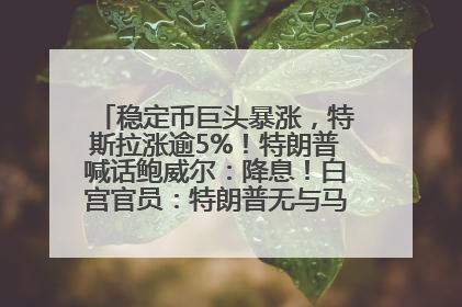 稳定币巨头暴涨，特斯拉涨逾5%！特朗普喊话鲍威尔：降息！白宫官员：特朗普无与马斯克交谈计划，他正考虑卖掉红色特斯拉