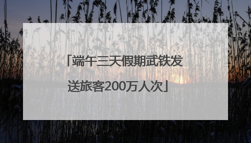 端午三天假期武铁发送旅客200万人次