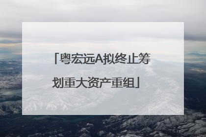 粤宏远A拟终止筹划重大资产重组