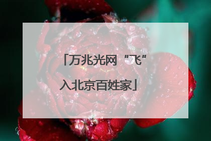 万兆光网“飞”入北京百姓家