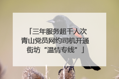 三年服务超千人次 青山党员网约司机开通街坊“温情专线”