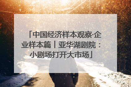 中国经济样本观察·企业样本篇︱亚华湖剧院：小剧场打开大市场