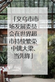 义乌市市场发展委员会在世界超市持续繁荣中挑大梁、当先锋