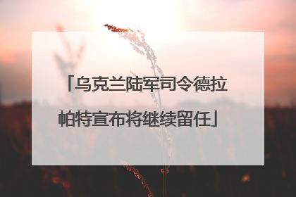 乌克兰陆军司令德拉帕特宣布将继续留任