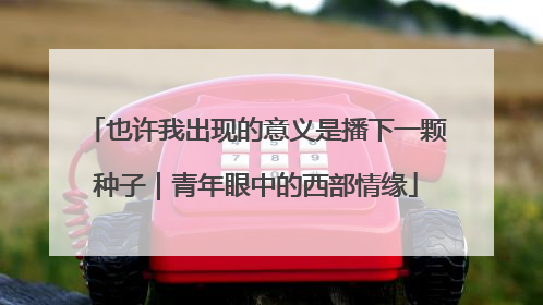 也许我出现的意义是播下一颗种子｜青年眼中的西部情缘