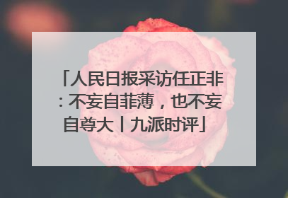 人民日报采访任正非：不妄自菲薄，也不妄自尊大丨九派时评