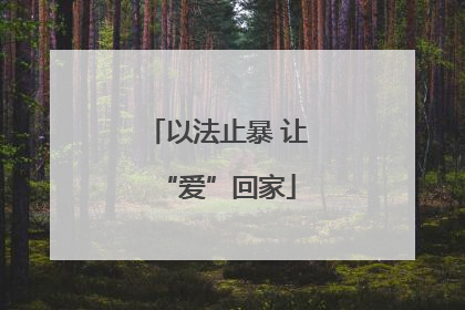 以法止暴 让“爱”回家