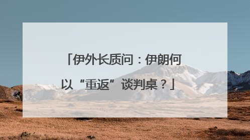 伊外长质问：伊朗何以“重返”谈判桌？