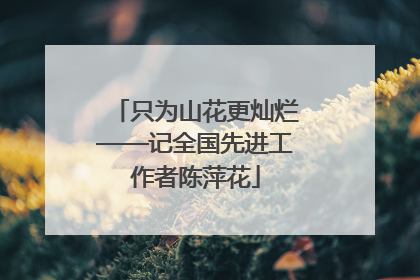 只为山花更灿烂——记全国先进工作者陈萍花