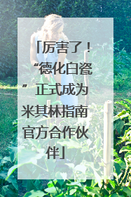 厉害了！“德化白瓷”正式成为米其林指南官方合作伙伴