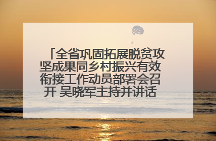 全省巩固拓展脱贫攻坚成果同乡村振兴有效衔接工作动员部署会召开 吴晓军主持并讲话 罗东川作安排部署