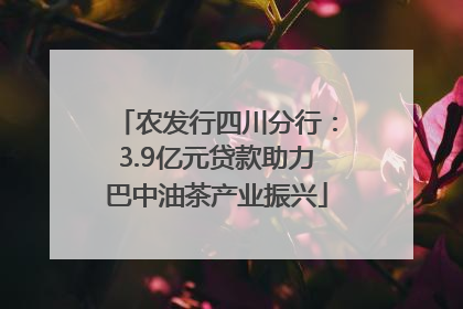 农发行四川分行：3.9亿元贷款助力巴中油茶产业振兴