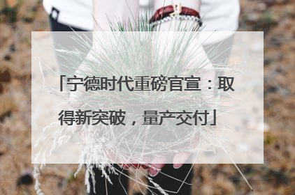 宁德时代重磅官宣：取得新突破，量产交付