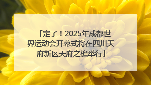 定了！2025年成都世界运动会开幕式将在四川天府新区天府之檐举行