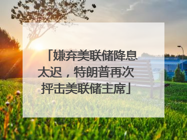 嫌弃美联储降息太迟，特朗普再次抨击美联储主席