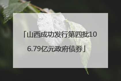 山西成功发行第四批106.79亿元政府债券