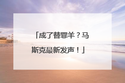 成了替罪羊？马斯克最新发声！