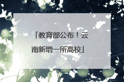 教育部公布！云南新增一所高校