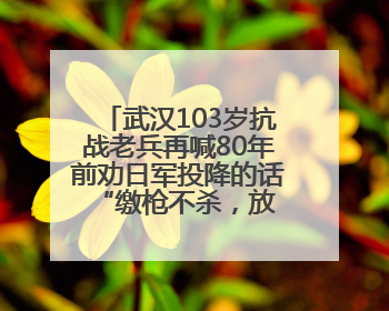 武汉103岁抗战老兵再喊80年前劝日军投降的话 “缴枪不杀,放你回家”