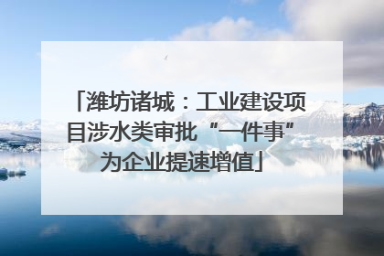 潍坊诸城：工业建设项目涉水类审批“一件事” 为企业提速增值