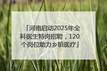 河南启动2025年全科医生特岗招聘，120个岗位助力乡镇医疗