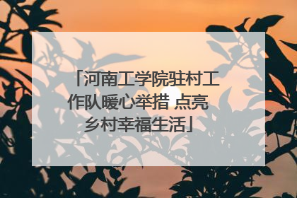 河南工学院驻村工作队暖心举措 点亮乡村幸福生活