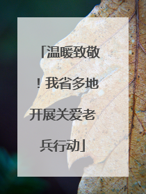 温暖致敬！我省多地开展关爱老兵行动