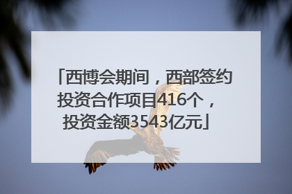 西博会期间，西部签约投资合作项目416个，投资金额3543亿元