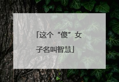 这个“傻”女子名叫智慧