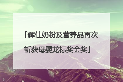 辉仕奶粉及营养品再次斩获母婴龙标奖金奖