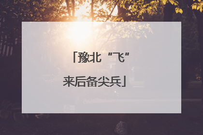 豫北“飞”来后备尖兵