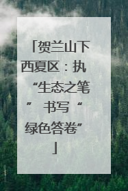 贺兰山下西夏区：执“生态之笔” 书写“绿色答卷”