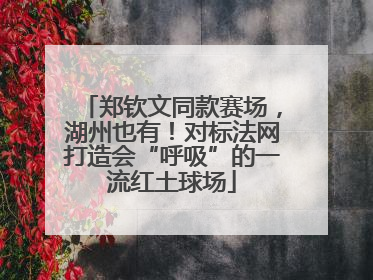 郑钦文同款赛场，湖州也有！对标法网打造会“呼吸”的一流红土球场