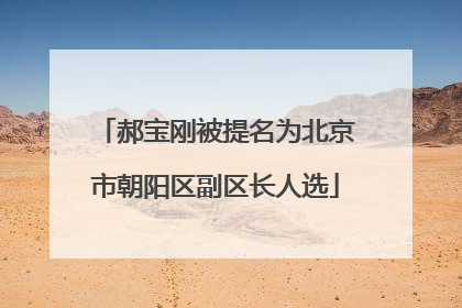 郝宝刚被提名为北京市朝阳区副区长人选