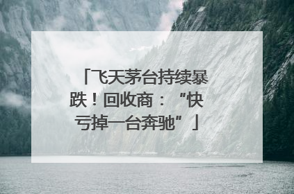 飞天茅台持续暴跌！回收商：“快亏掉一台奔驰”