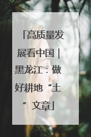 高质量发展看中国｜黑龙江：做好耕地“土”文章