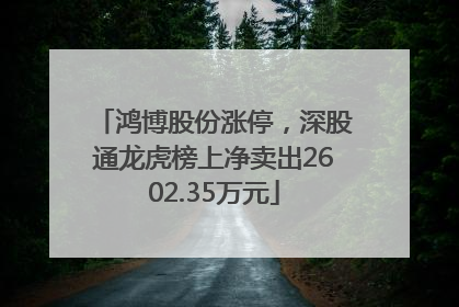鸿博股份涨停，深股通龙虎榜上净卖出2602.35万元
