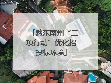 黔东南州“三项行动”优化招投标环境