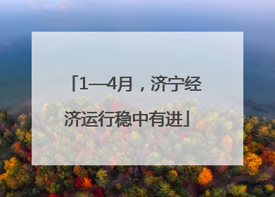 1—4月，济宁经济运行稳中有进